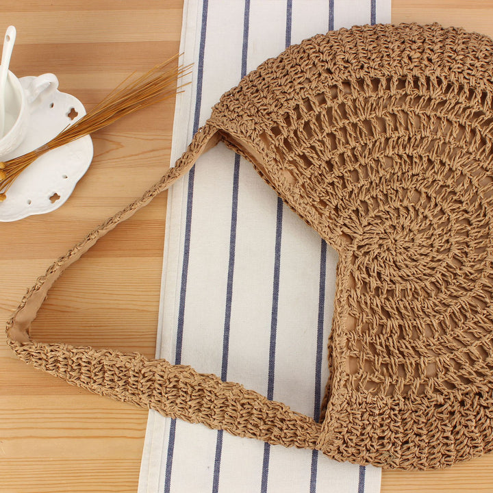 Hand-knotted tote bag with artistic wave pattern Skanto