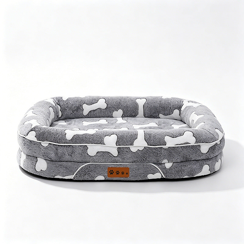 Plush Hjerte-Mønstret Hundeseng