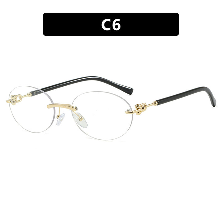 Dame oval solbrille med luksuriøs metallramme og speilbelagte glass Skanto