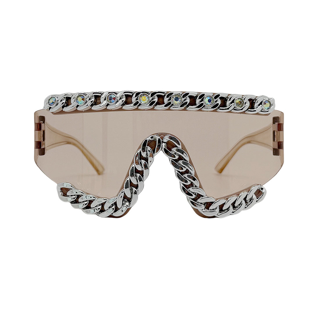 Dame Fashion-solbrille med glamorøse krystallornamenter Skanto