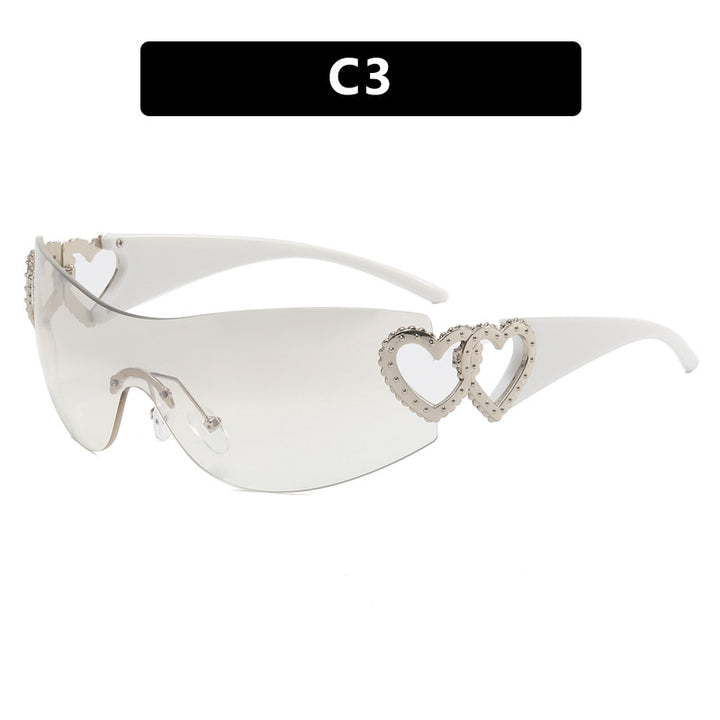 Dame Fashion-solbrille med hjerte-applikasjoner Skanto