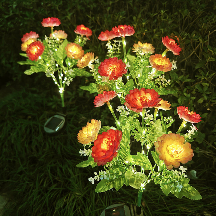 Solcel-drevet livaktig blomst hage stake med multi-hode LED-klynge og vanntett skumringssensor