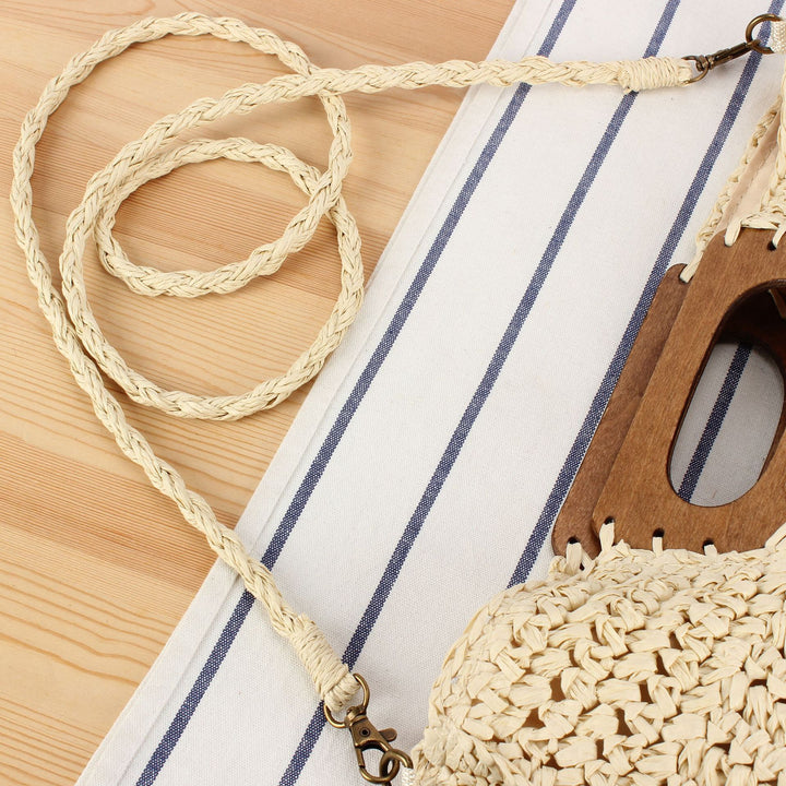 Handbag made of high-quality plant fiber weave with wooden handle Skanto