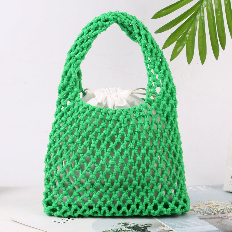 Håndknutet totebag i naturlig bomull Skanto