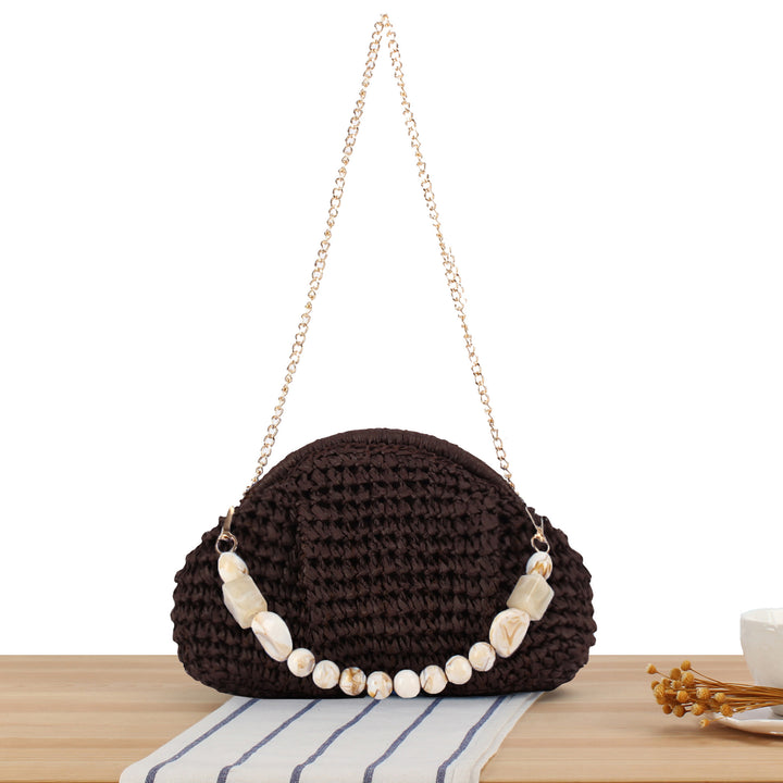 Shoulder Bag with Elegant Pearl Embellishment Skanto