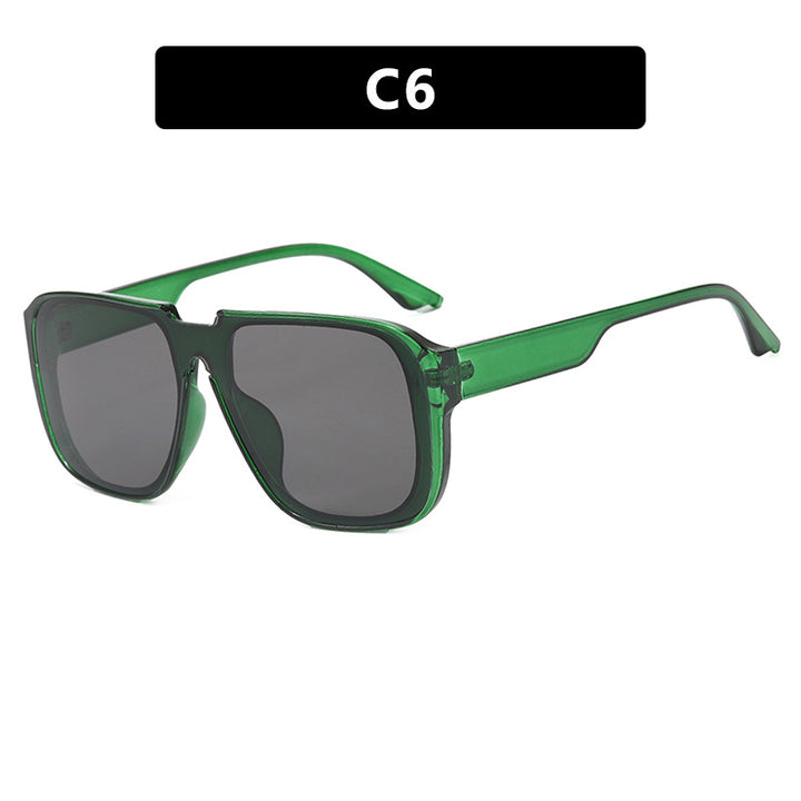 Dame trendy firkantet solbrille med gjennomsiktig, grønn ramme og beskyttende UV-filter Skanto