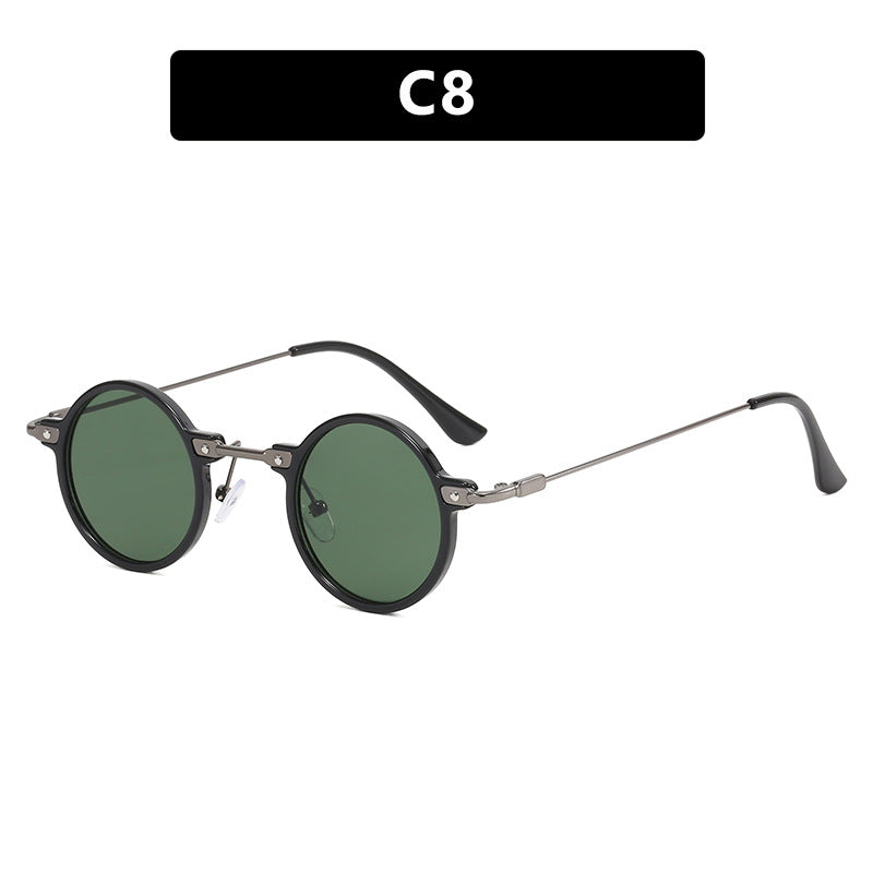 Damen moteriktig rund solbrille med stilig metallramme og polarisert glass Skanto