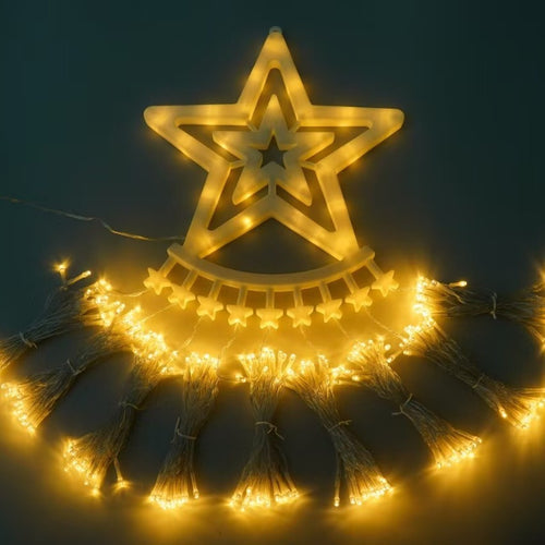Dekorativ stjerne LED-vegglampe med varme glitrende dusker fe string lys Skanto