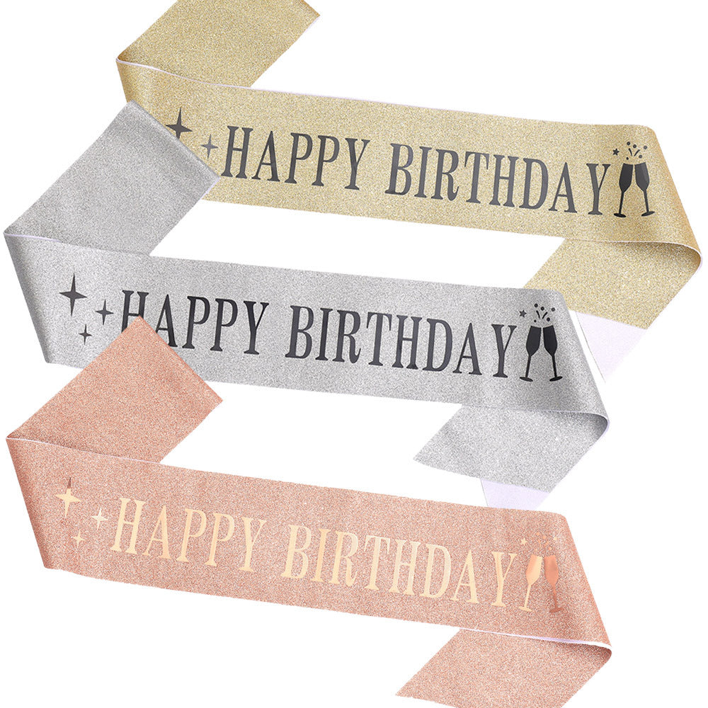 Damer Glitrende Hårbånd med "Happy Birthday"-påskrift Skanto