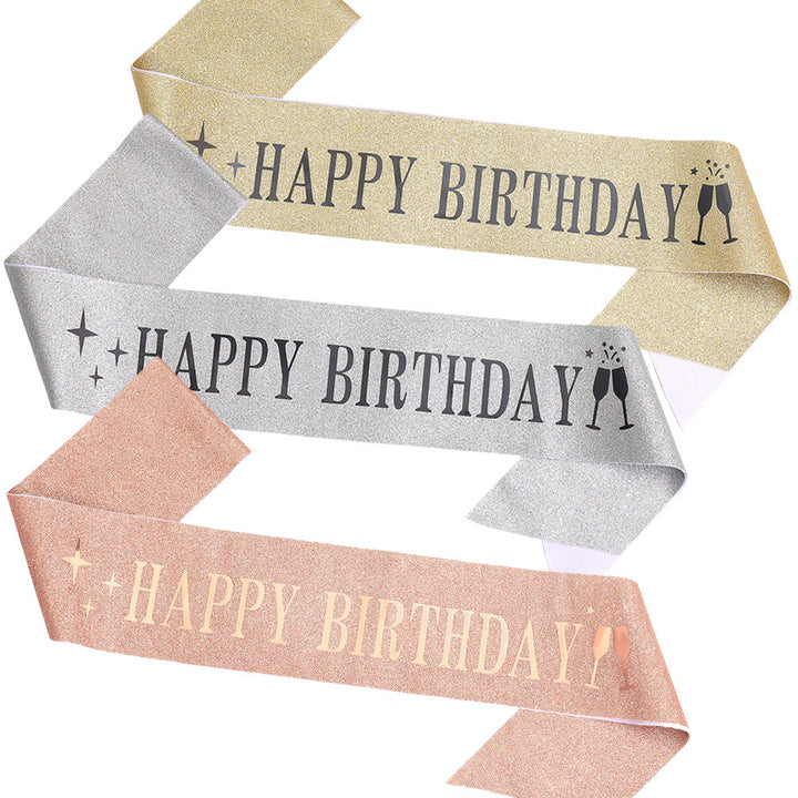 Damer Glitrende Hårbånd med "Happy Birthday"-påskrift Skanto