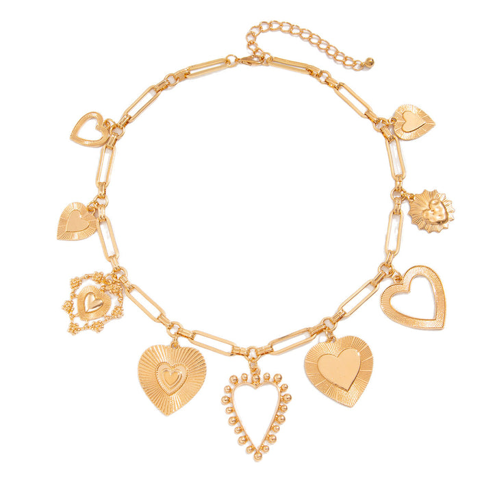 Skanto | Chunky Hjerte Charm Halskjede