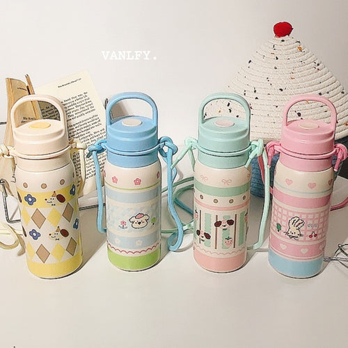 Damen Isoliertrinkflasche mit durchgehendem Tierdesign und Trageriemen Skanto