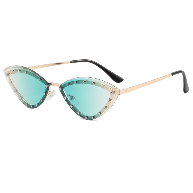 Dame Cat-Eye solbriller med glitter-detaljer Skanto