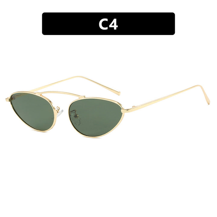 Dame trendy Cat-Eye solbriller med smal metallramme Skanto