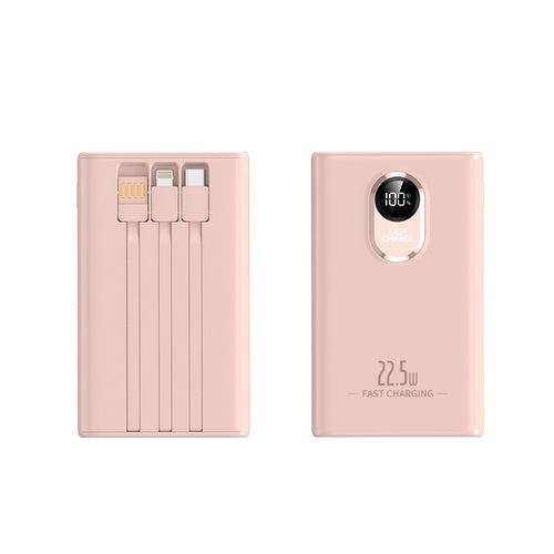 Bærbar powerbank med integrert multifunksjonsladekabel og LCD-skjerm Skanto
