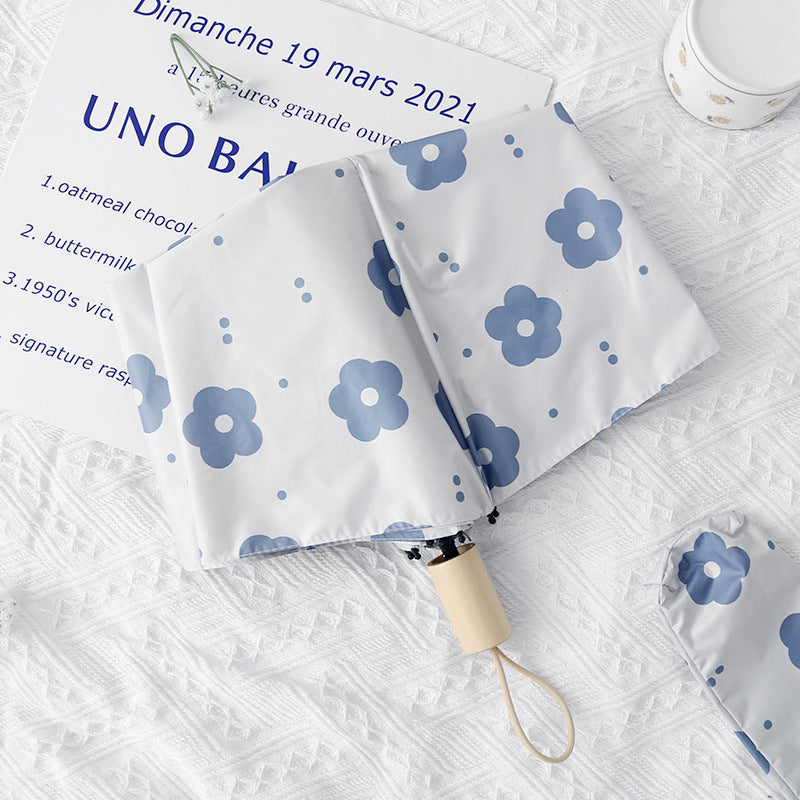 Damer Faltregn paraply med fantastisk blomstedesign Skanto