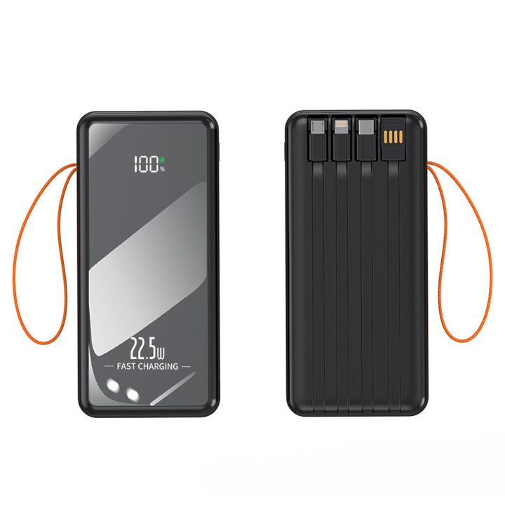 Multifunksjonell Powerbank med innebygde ladekabler og digitalt display Skanto