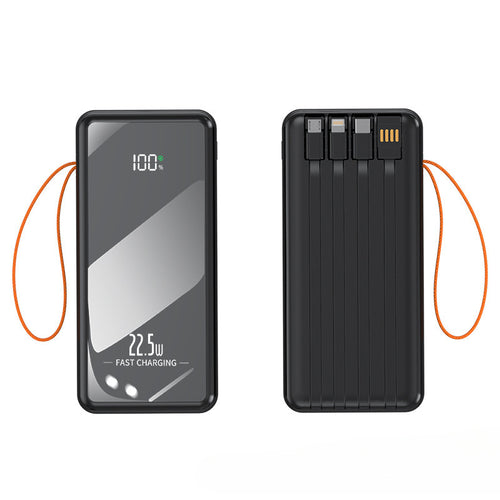 Multifunksjonell Powerbank med innebygde ladekabler og digitalt display Skanto