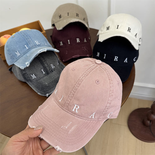 Kvinnes Slitt Denim Baseball Caps Skanto