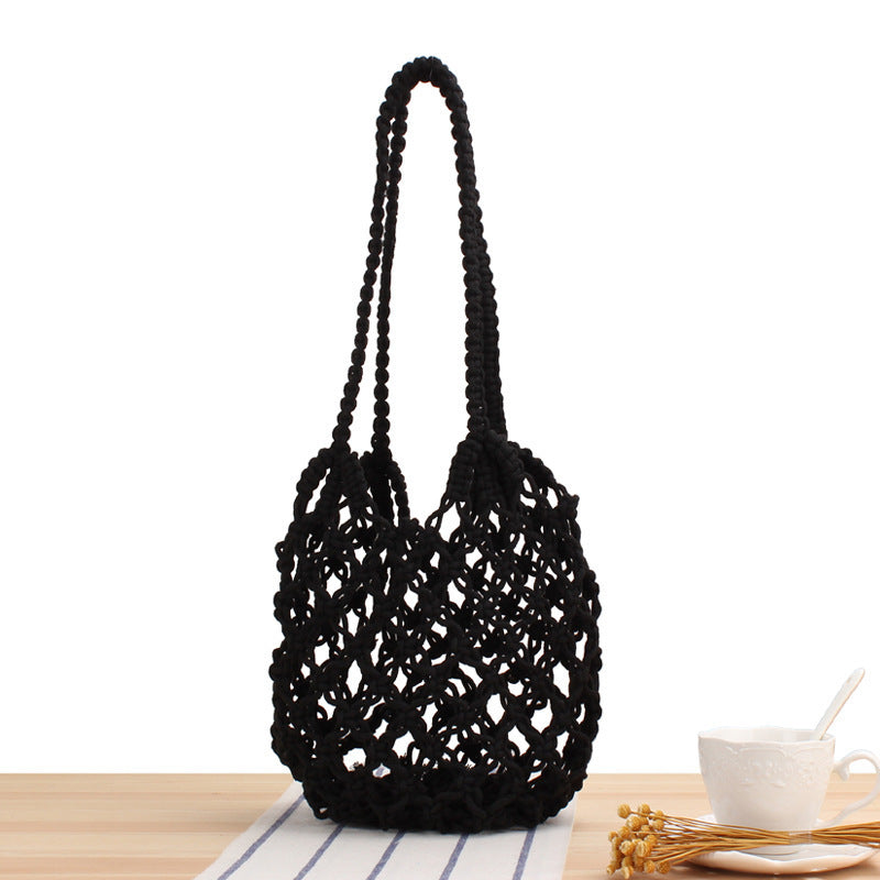 Handbag made of hand-knotted natural material with airy structure Skanto