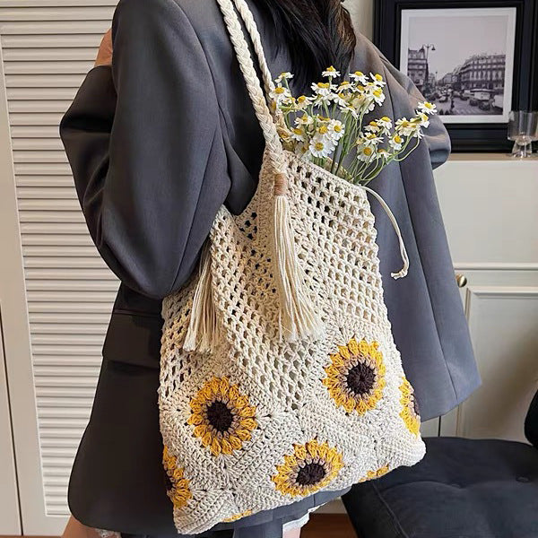 Fritid-strandveske med blomsterdetaljer Skanto