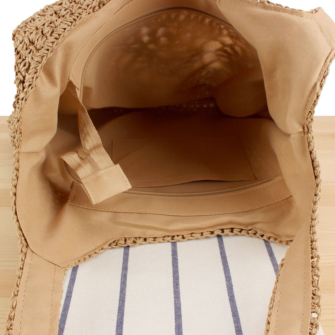 Hand-knotted tote bag made of natural raffia Skanto