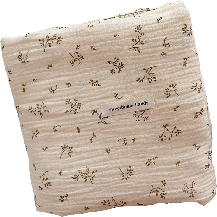 Unisex Cozy Muslin Teppet med Delikat Blomster Mønster Skanto