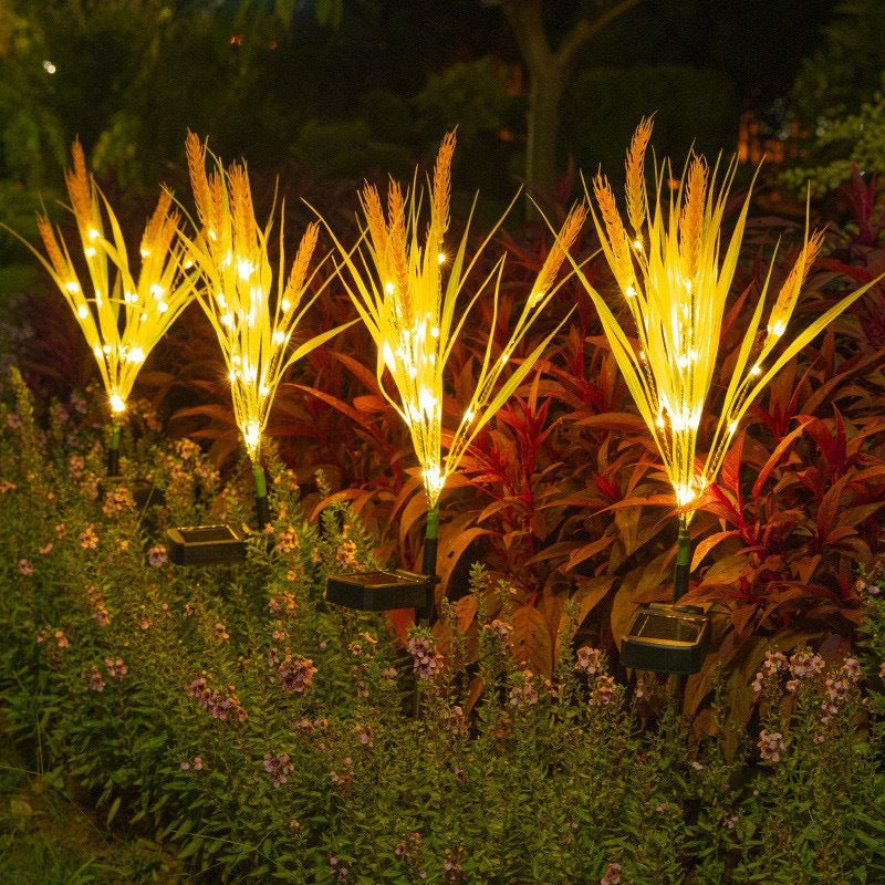 LED-belyst Realistisk Hvetegress Hage Stake Lys Dekorative Landskapsklynger Skanto
