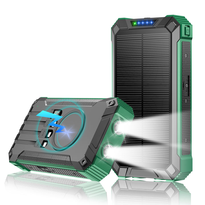 Høykapasitets solcelle-powerbank med dobbelt LED-lys og hurtigladefunksjon Skanto