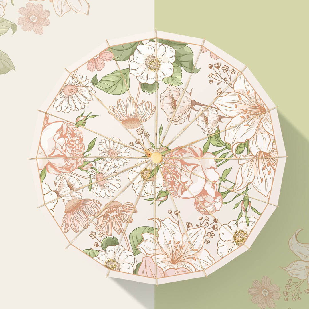 Damer elegant Falt-paraply med blomsterdesign Skanto