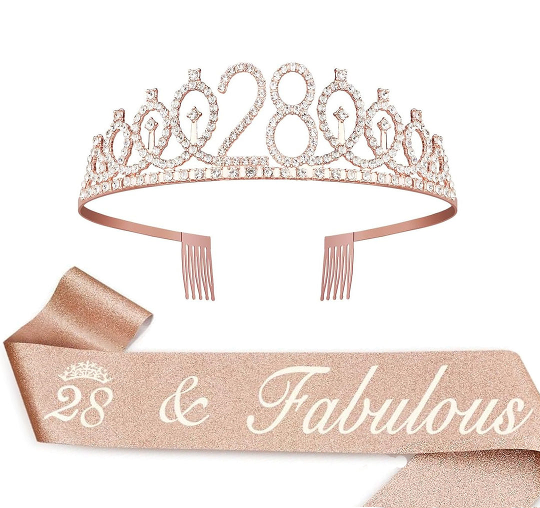 Damer Krystallprinsessekrone med 30 & Fabulous tekst Skanto