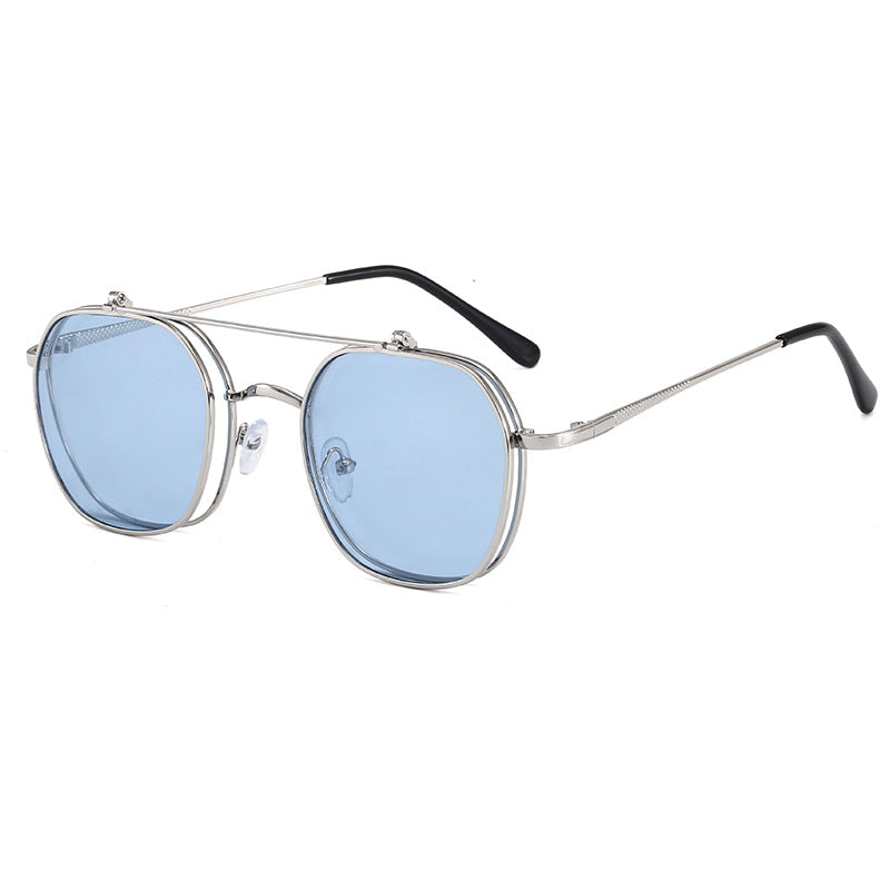 Dame geometrisk oversized solbrille med elegant gullramme Skanto