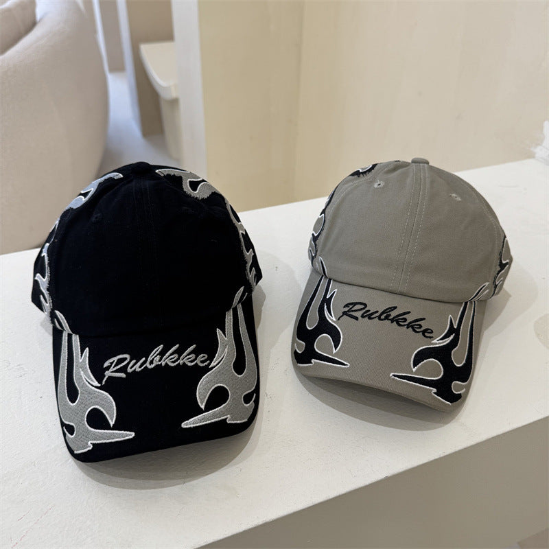 Herre Grafisk Flamme-Brodert Baseball Caps Skanto