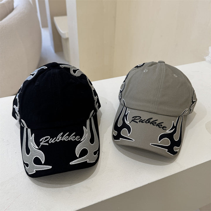 Herre Grafisk Flamme-Brodert Baseball Caps Skanto