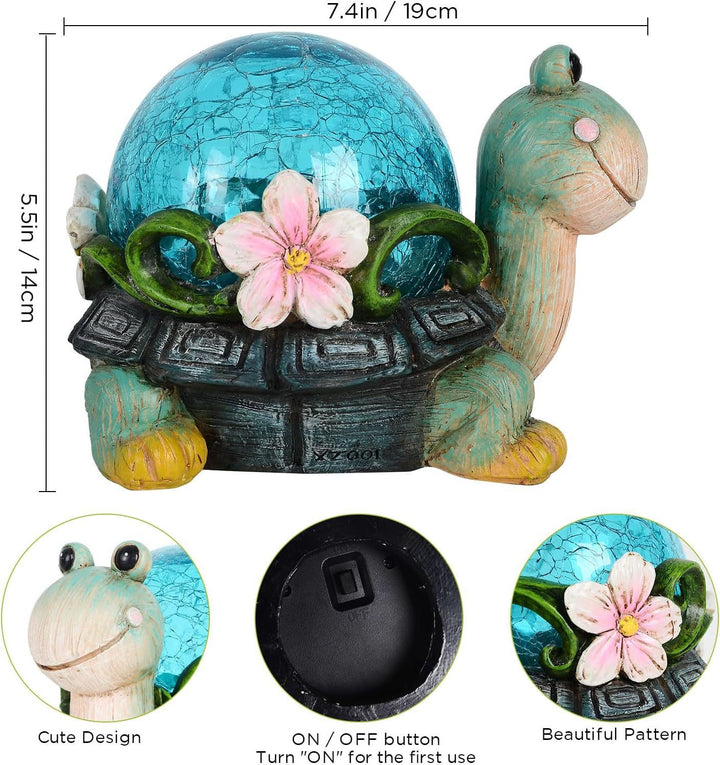 Solar Powered Succulent Turtle Planter Night Light Ornament Skanto