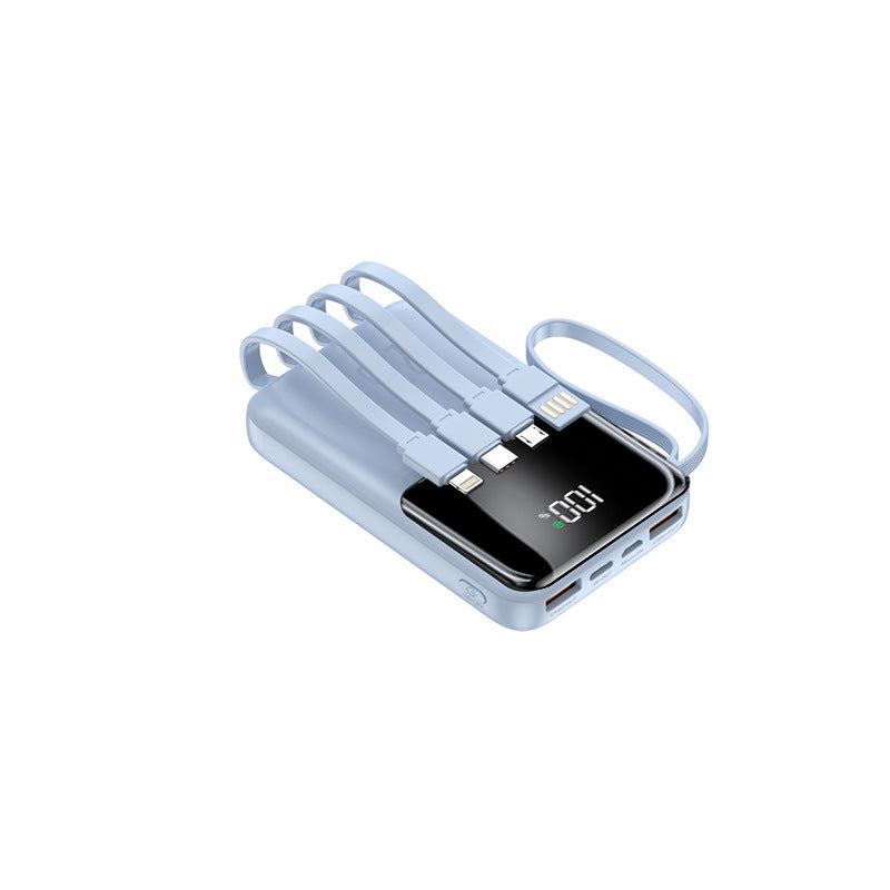 Bærbar Powerbank med flere innebygde ladekabler og digital skjerm Skanto