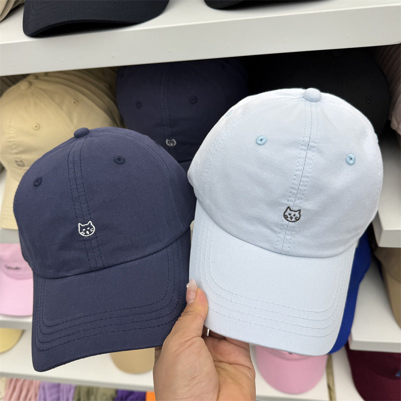 Kvinners katt-brodert bomull baseball cap Skanto