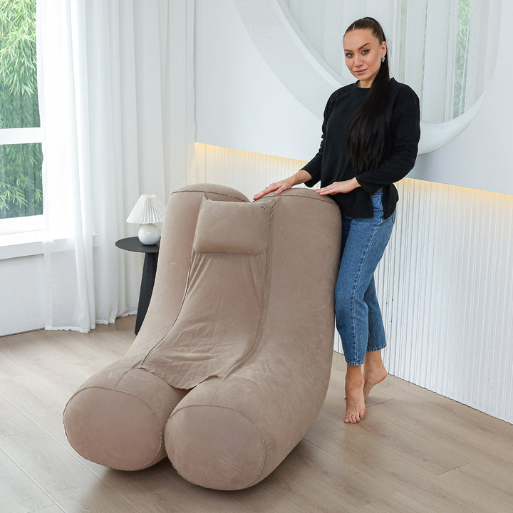 Kvinnens ergonomiske oppblåsbare avslapningsstol med hodepute Skanto