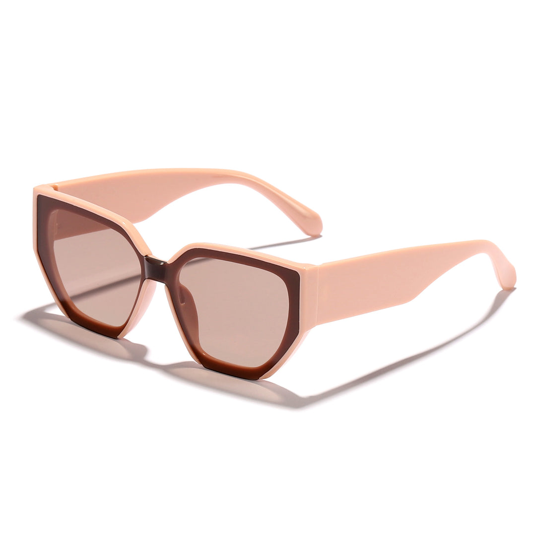 Dame trendy oversized solbriller med stilig hexagon-design Skanto