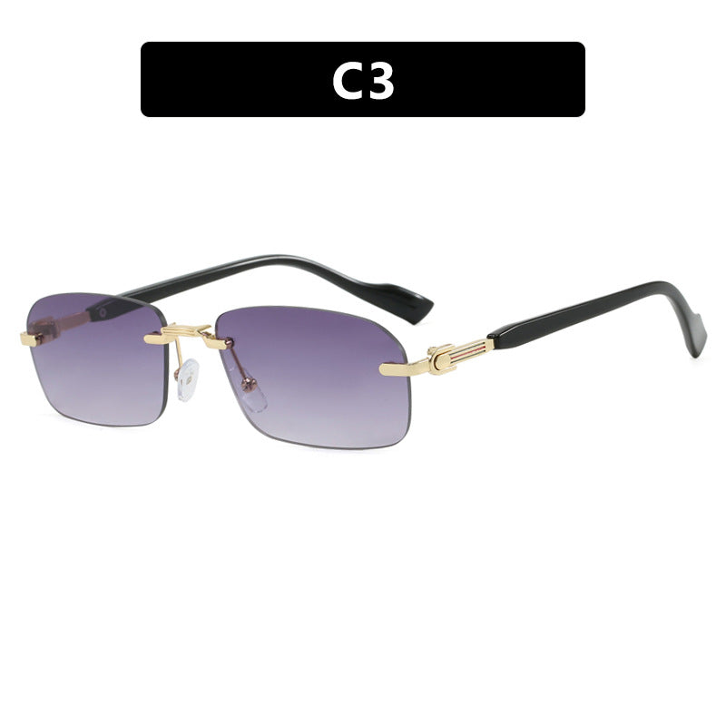Dame solbrille med elegant metallramme og stilige tre detaljer Skanto