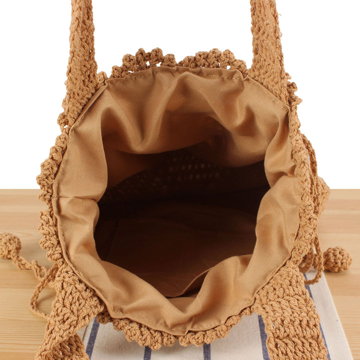Macrame Shopper Bag with Decorative Drawstring Skanto