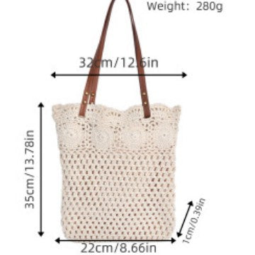 Designer shopping bag with hand-crocheted detail Skanto