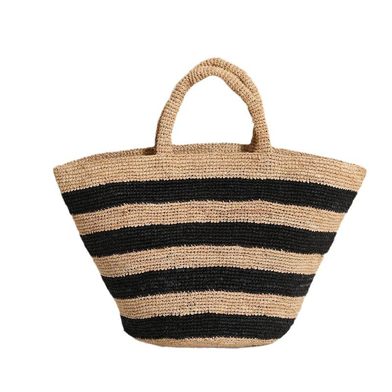 Flettet strandbag med moderne striper mønster Skanto