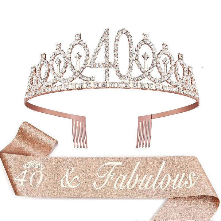 Damer Krystallprinsessekrone med 30 & Fabulous tekst Skanto