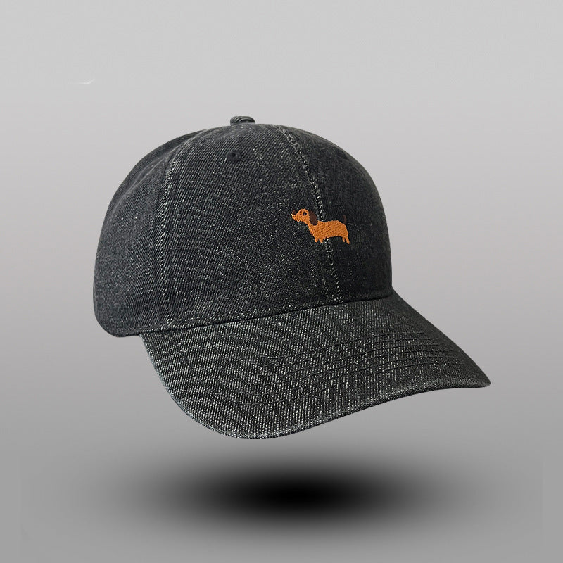 Kvinnens avslappede broderte hundetema baseball caps Skanto