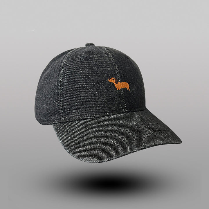 Kvinnens avslappede broderte hundetema baseball caps Skanto