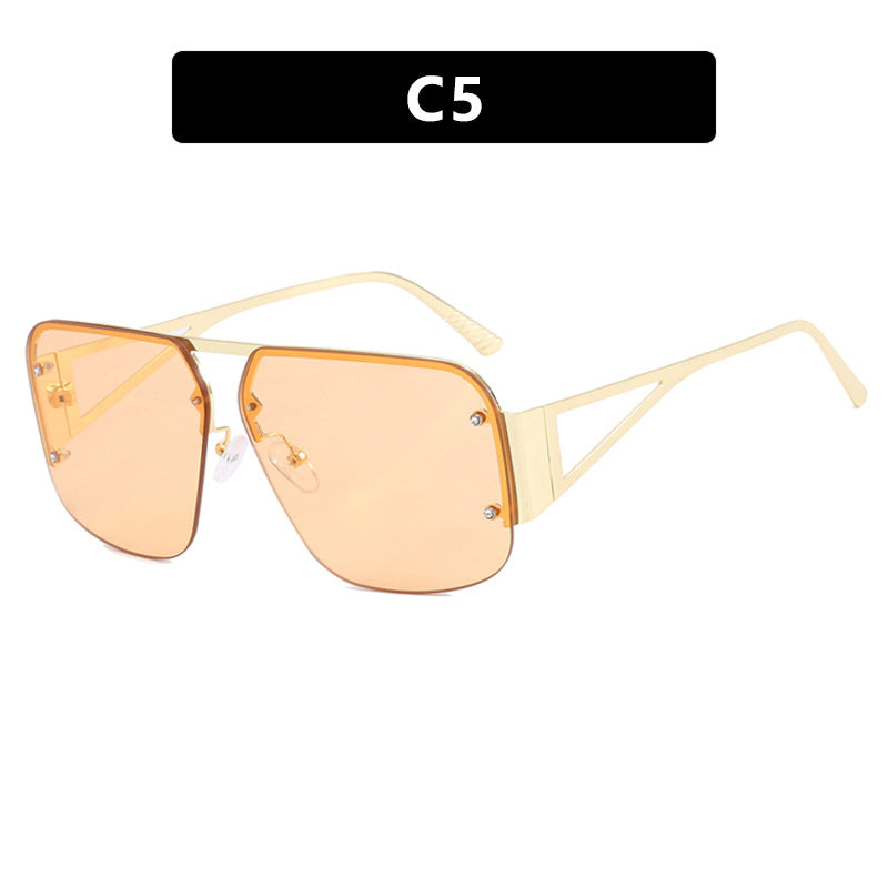 Dame oversized geometrisk solbrille med glatte linjer og beskyttende UV-filter Skanto