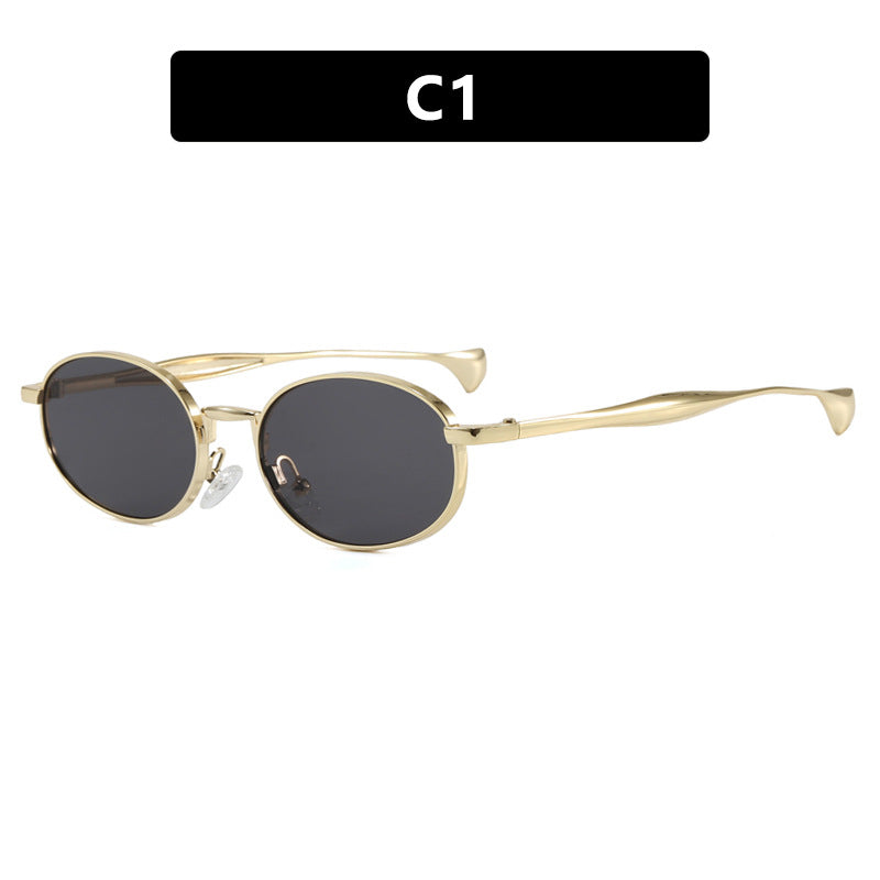 Dame robust rund solbrille med speilglass Skanto
