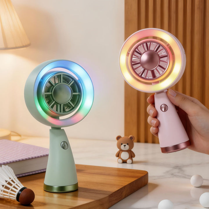 Dame Bærbar Mini-Luftventilator med LED-belysning og fleksibelt design Skanto