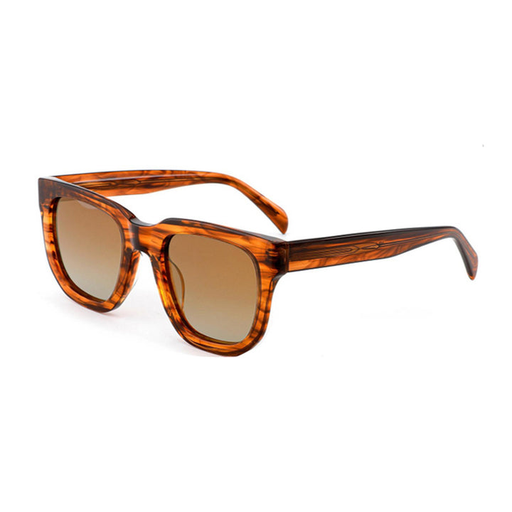 Dame trendy solbriller med robust plastramme og brune glass Skanto
